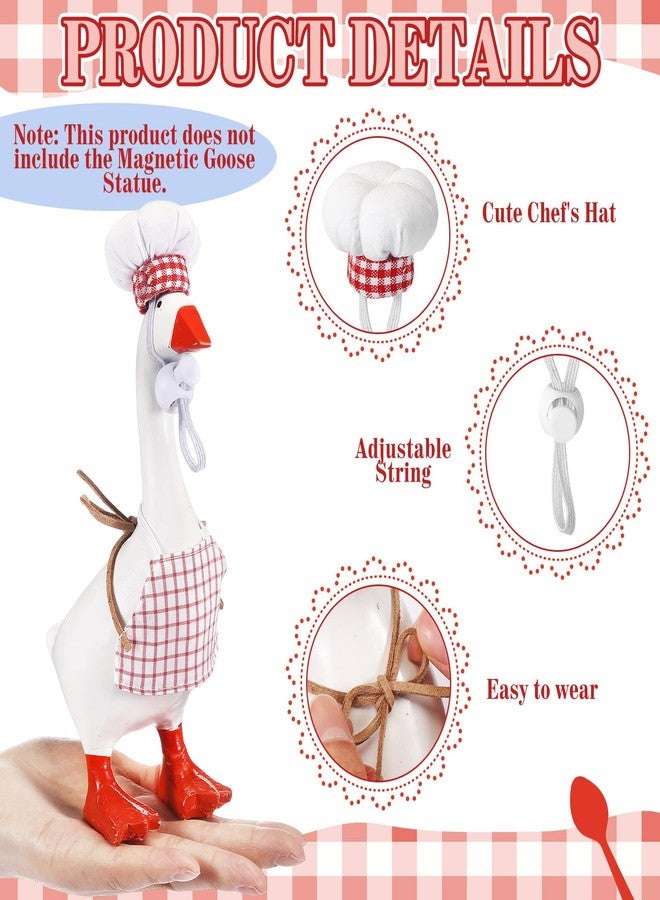 Sunnymove 2 Packs Mini Goose Chef Outfits Chef Hats and Aprons for 7-inch Desk Goose Statue Christmas Desk Decor Cute Magnetic Duck Costume Decor Christmas Gift - Image 3